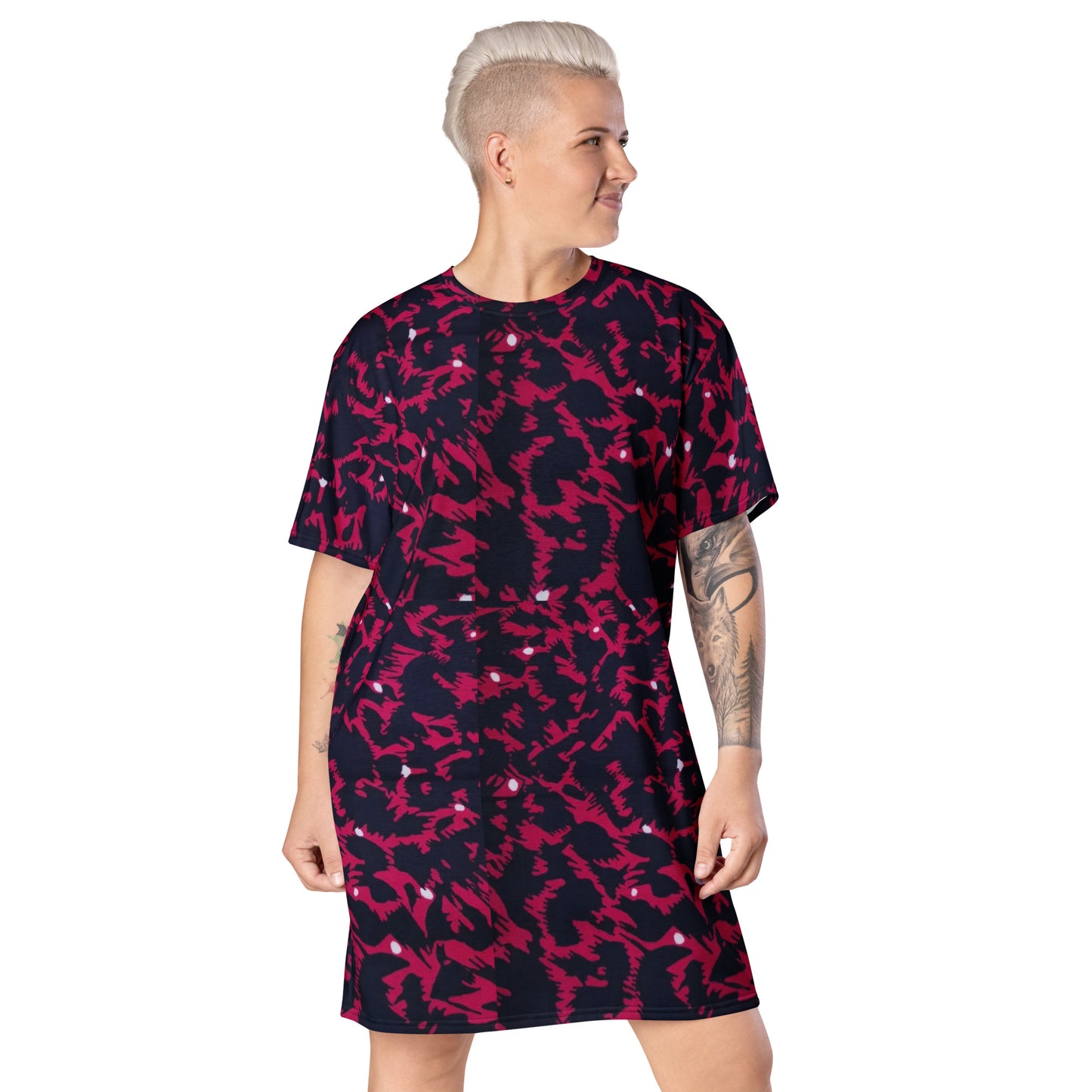 Pink Leopard Ankara T-shirt Dress