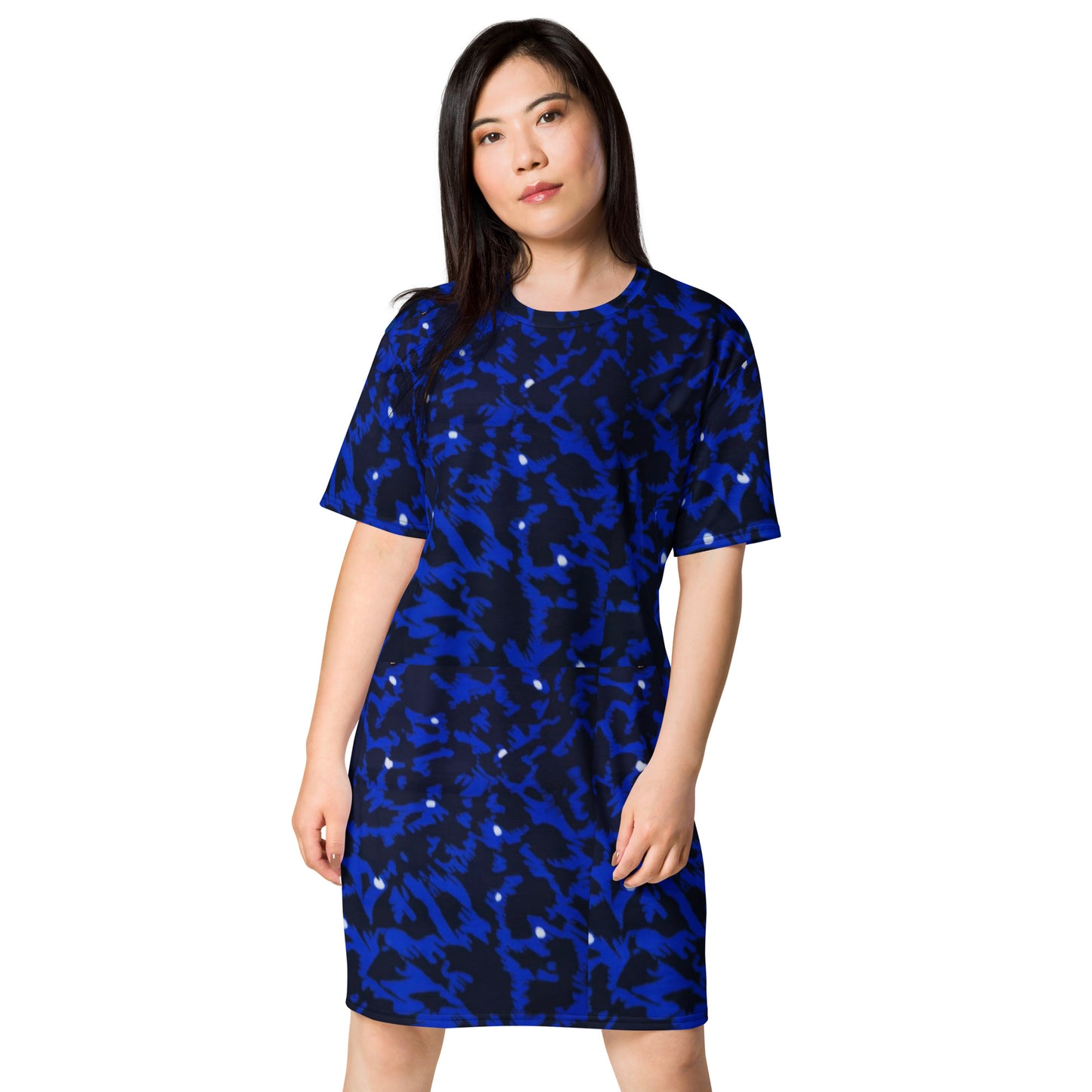 Blue Leopard Ankara T-shirt Dress