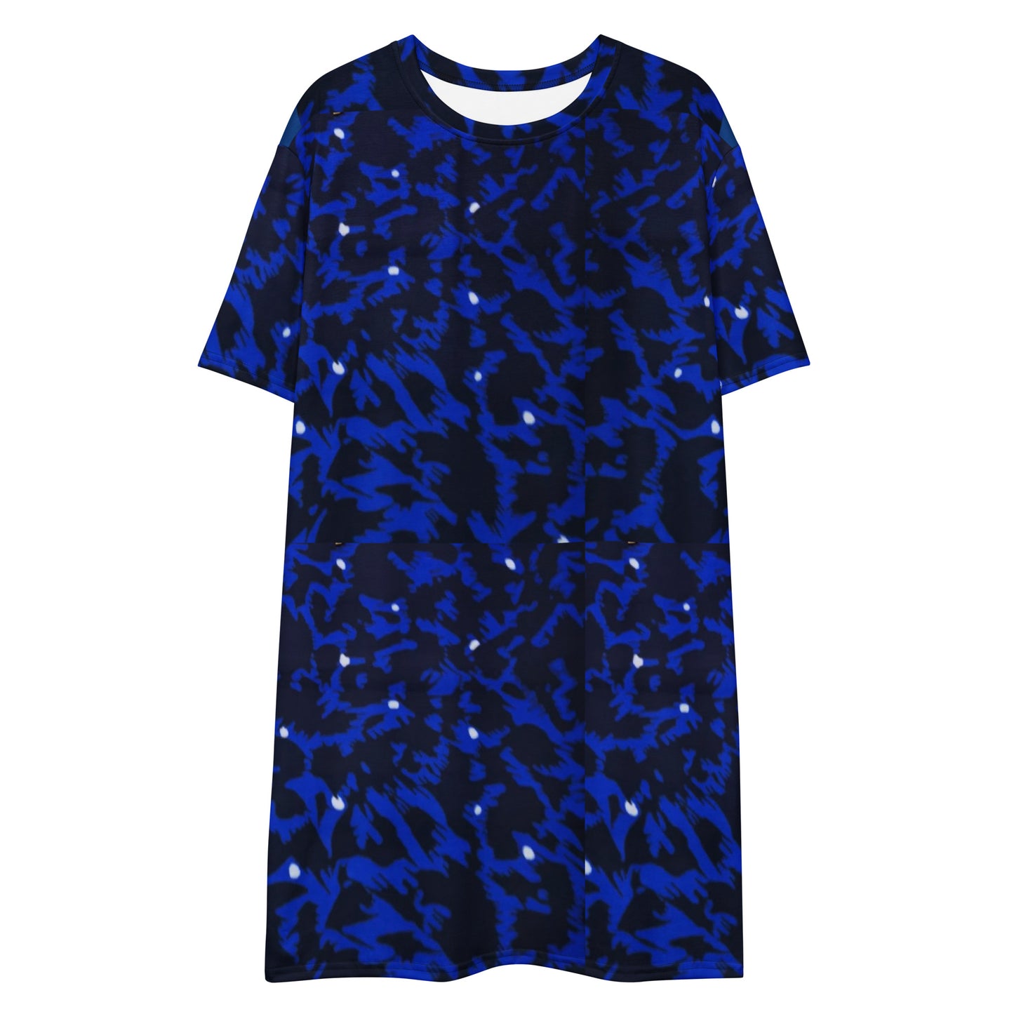 Blue Leopard Ankara T-shirt Dress