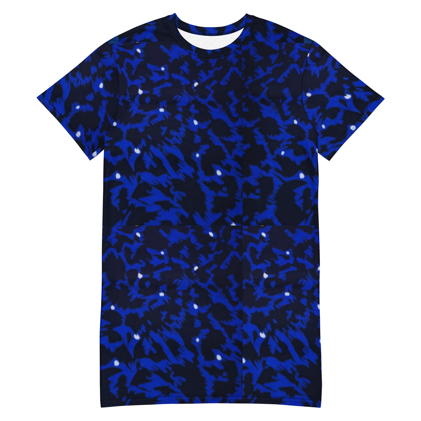 Blue Leopard Ankara T-shirt Dress