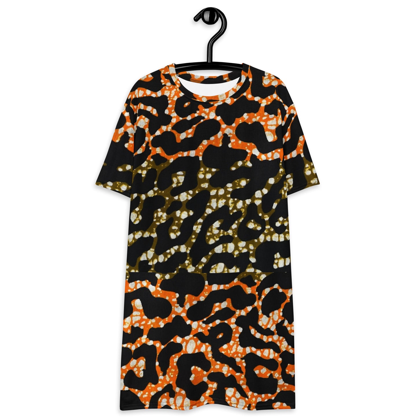 Green Orange Leopard T-Shirt Dress