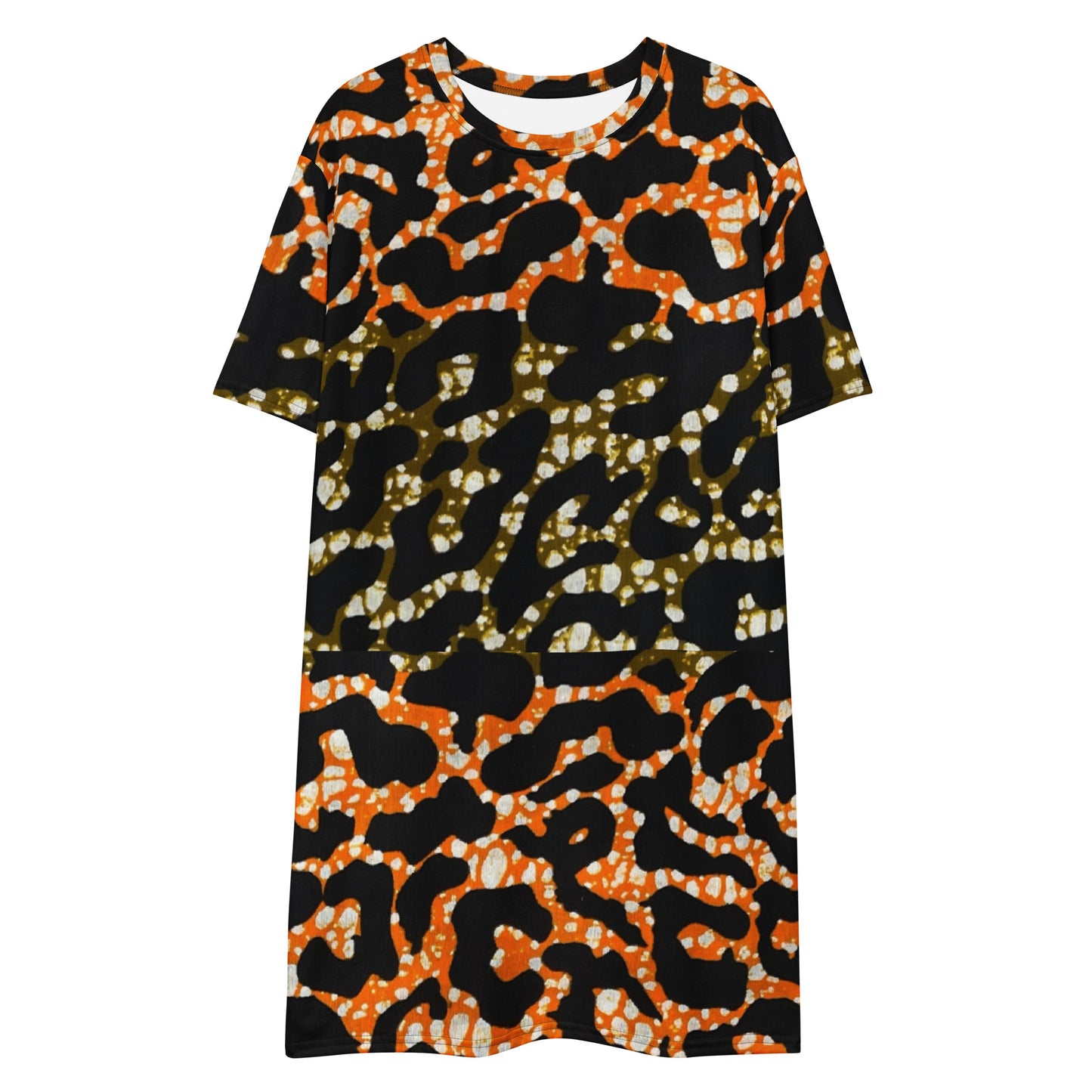 Green Orange Leopard T-Shirt Dress