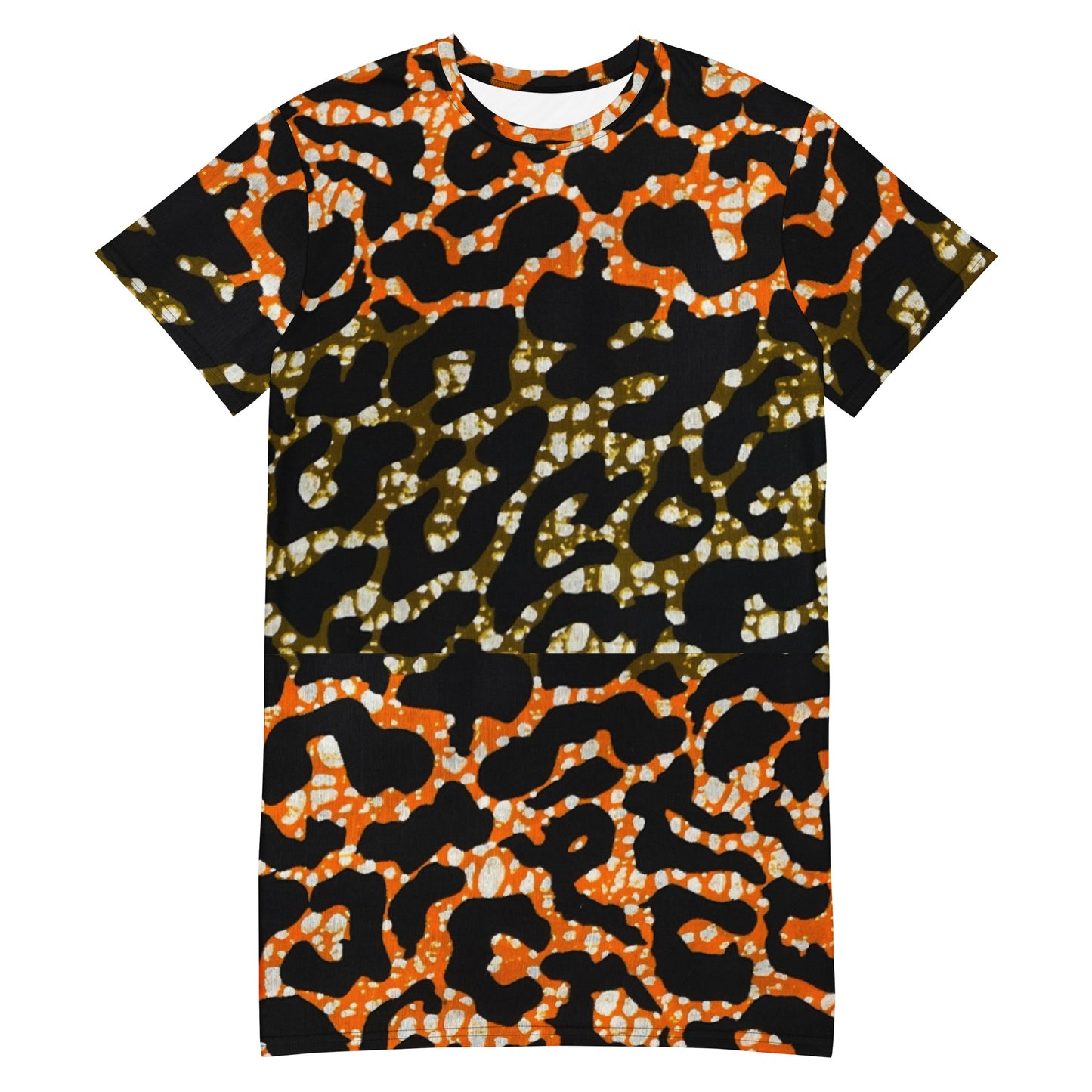 Green Orange Leopard T-Shirt Dress