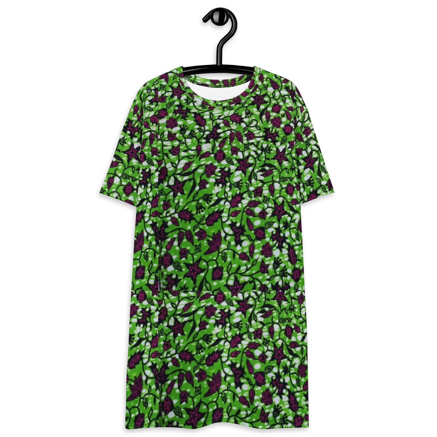 Green Burgundy Ankara T-shirt Dress