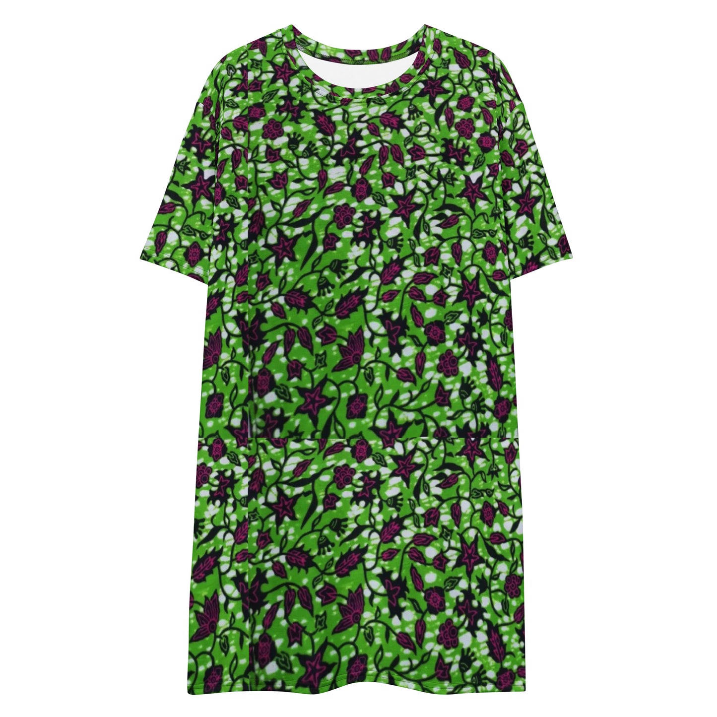 Green Burgundy Ankara T-shirt Dress