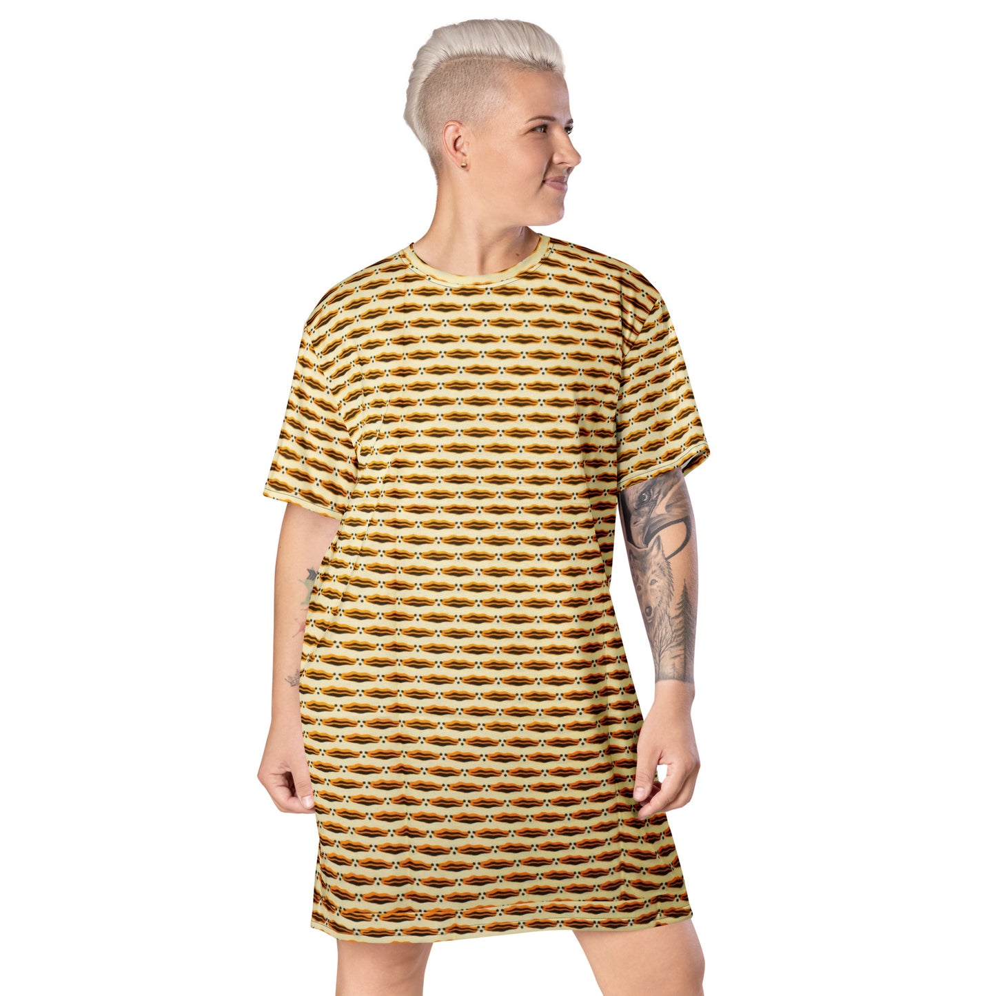 Brown Print Ankara T-shirt Dress