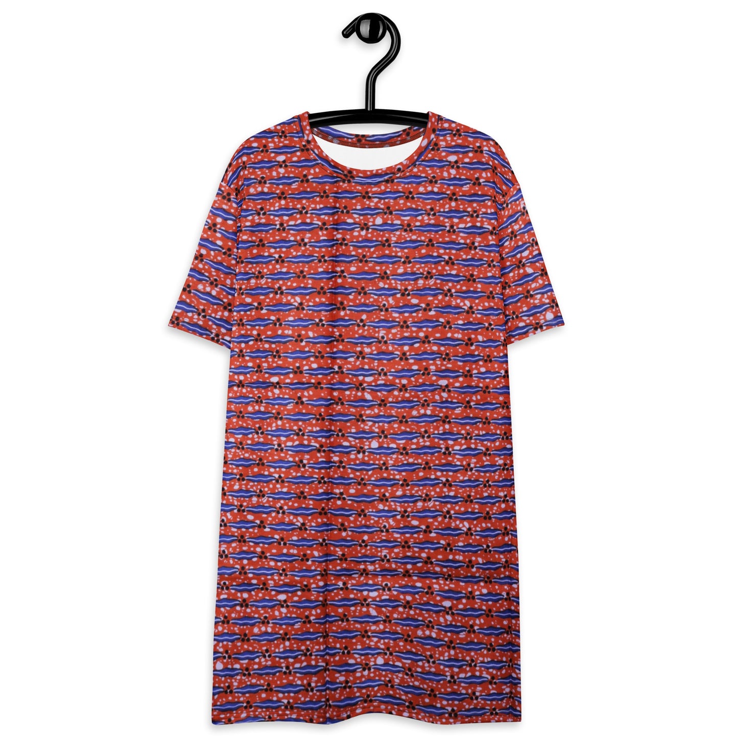 Blue On Peach Ankara T-shirt Dress