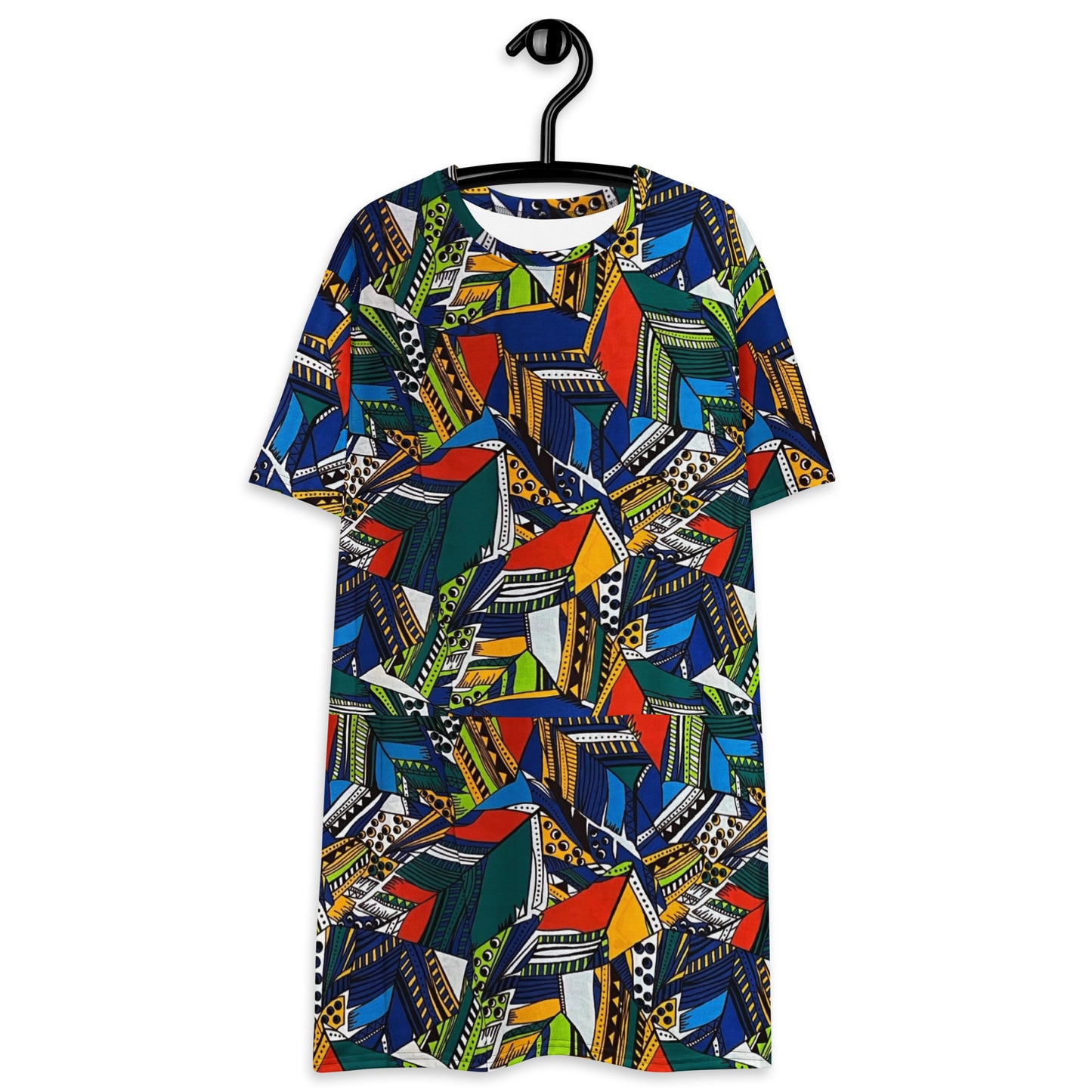 Multicolour Shapes Ankara T-Shirt Dress