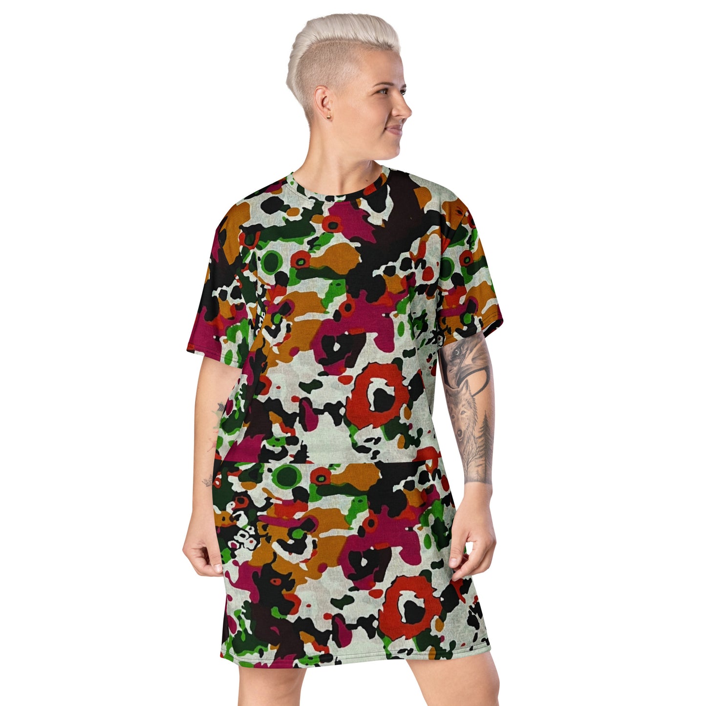 Multicolour Paint Ankara T-Shirt Dress