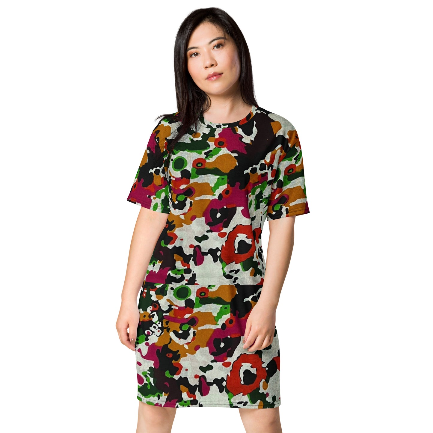 Multicolour Paint Ankara T-Shirt Dress