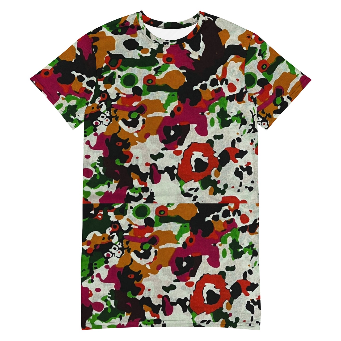 Multicolour Paint Ankara T-Shirt Dress