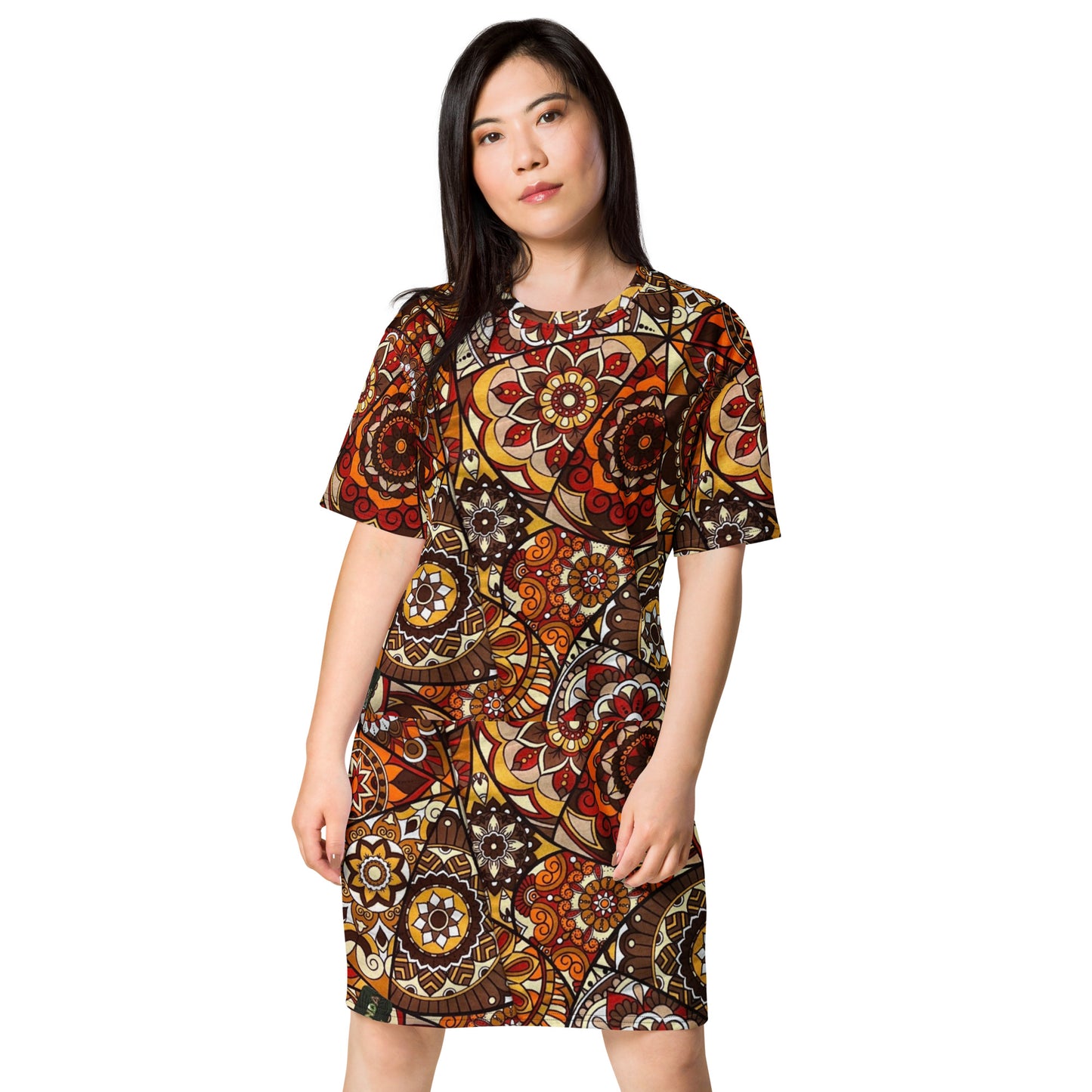 Multicolour Brown Ankara T-Shirt Dress