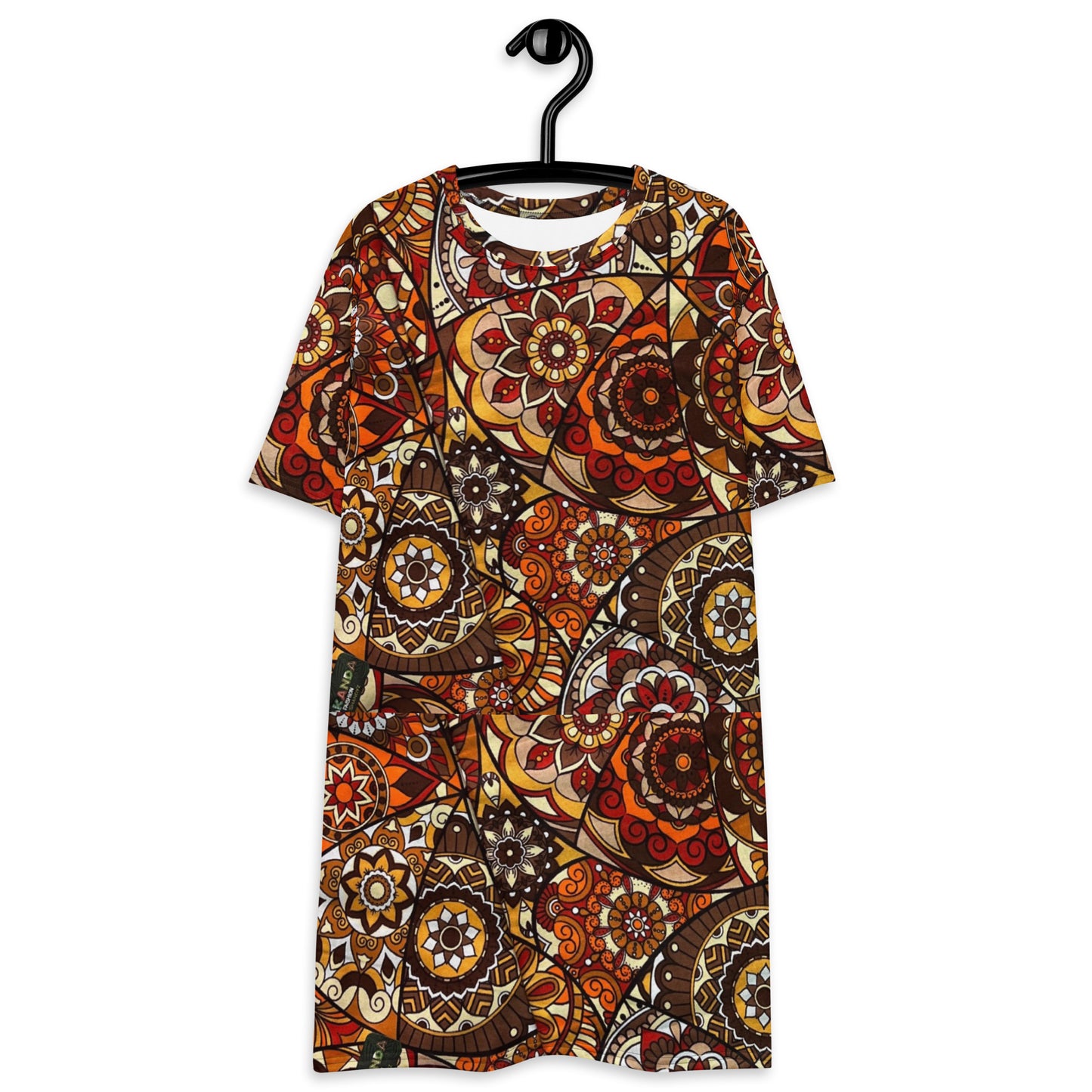 Multicolour Brown Ankara T-Shirt Dress