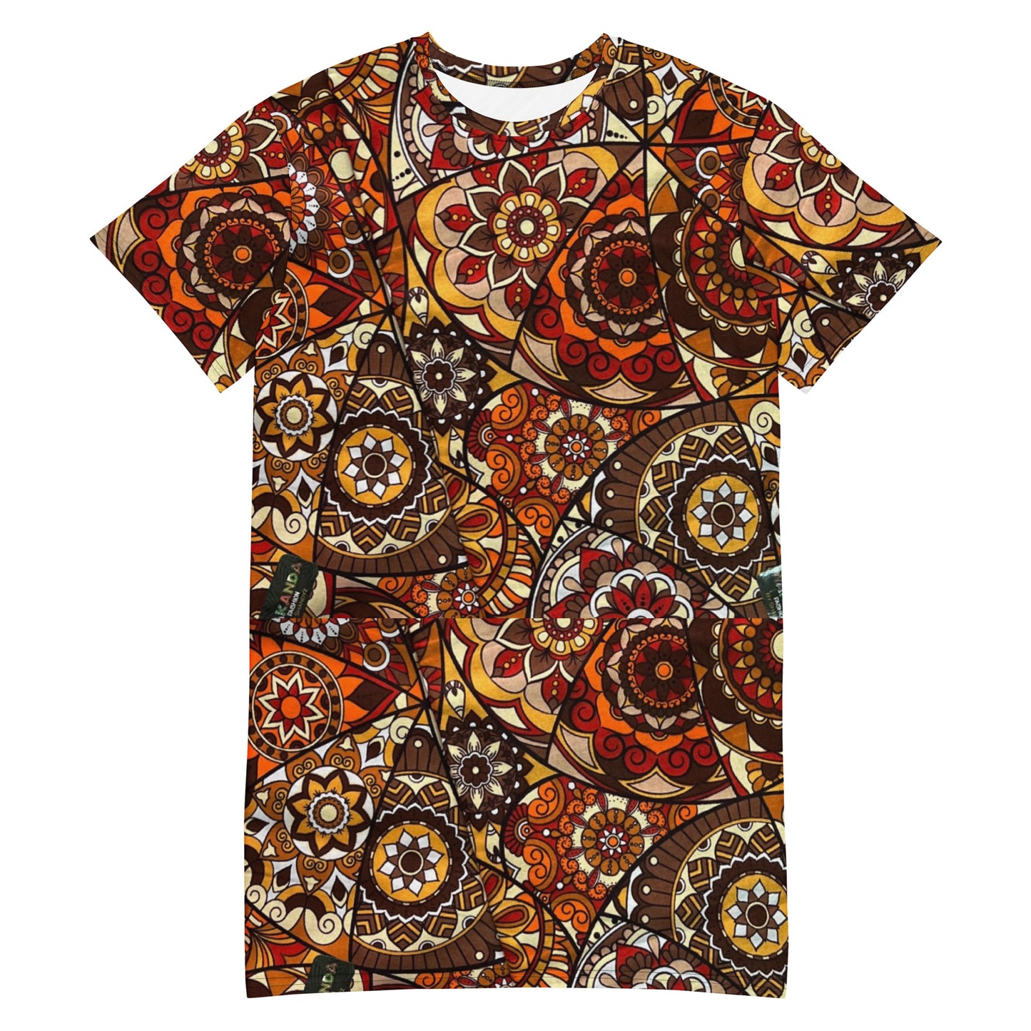 Multicolour Brown Ankara T-Shirt Dress