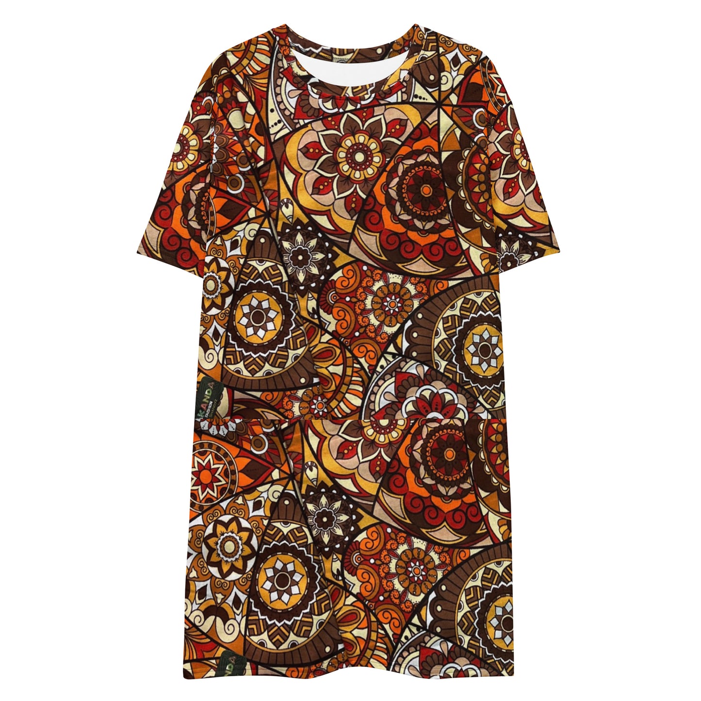 Multicolour Brown Ankara T-Shirt Dress