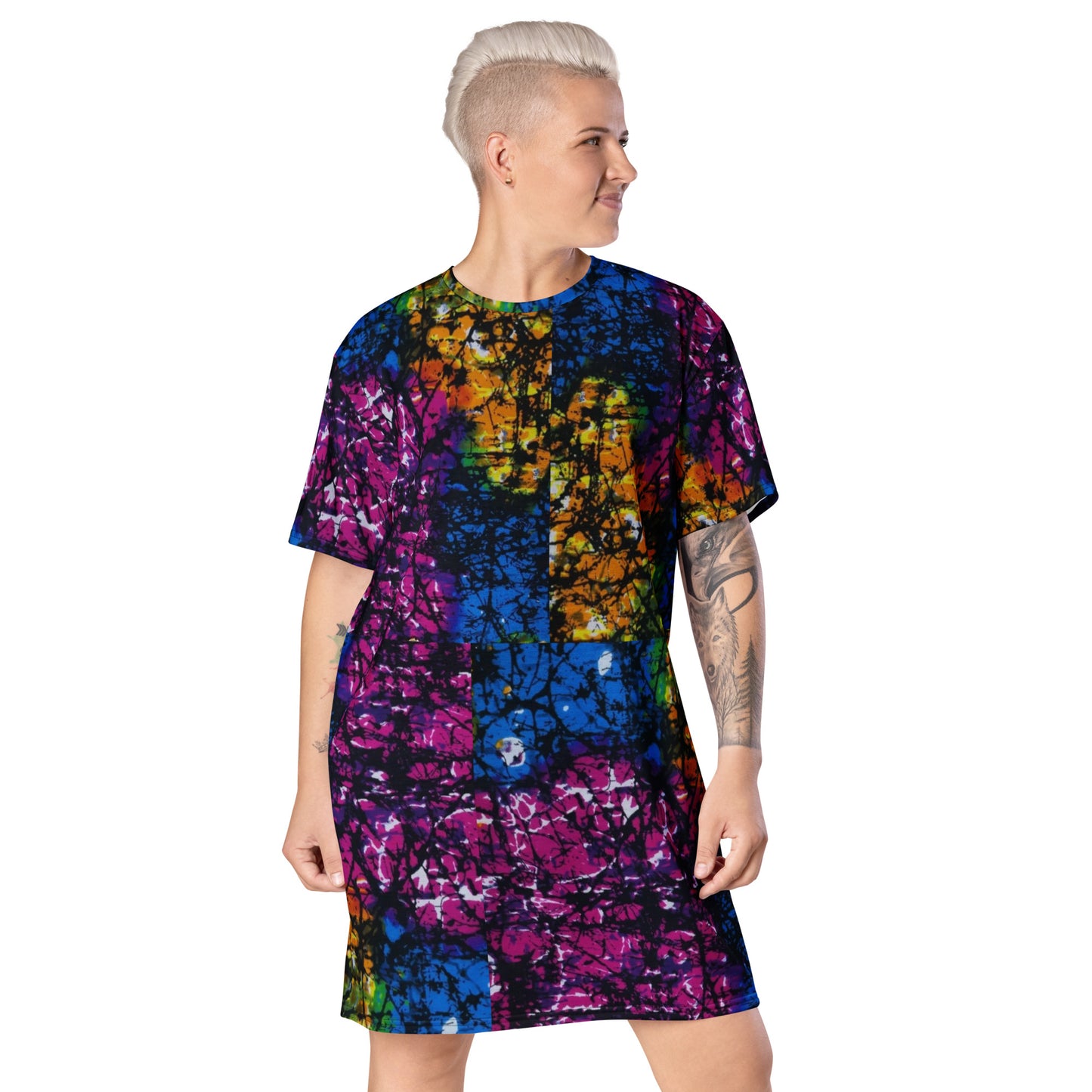 Multicolour Adire Ankara T-Shirt Dress