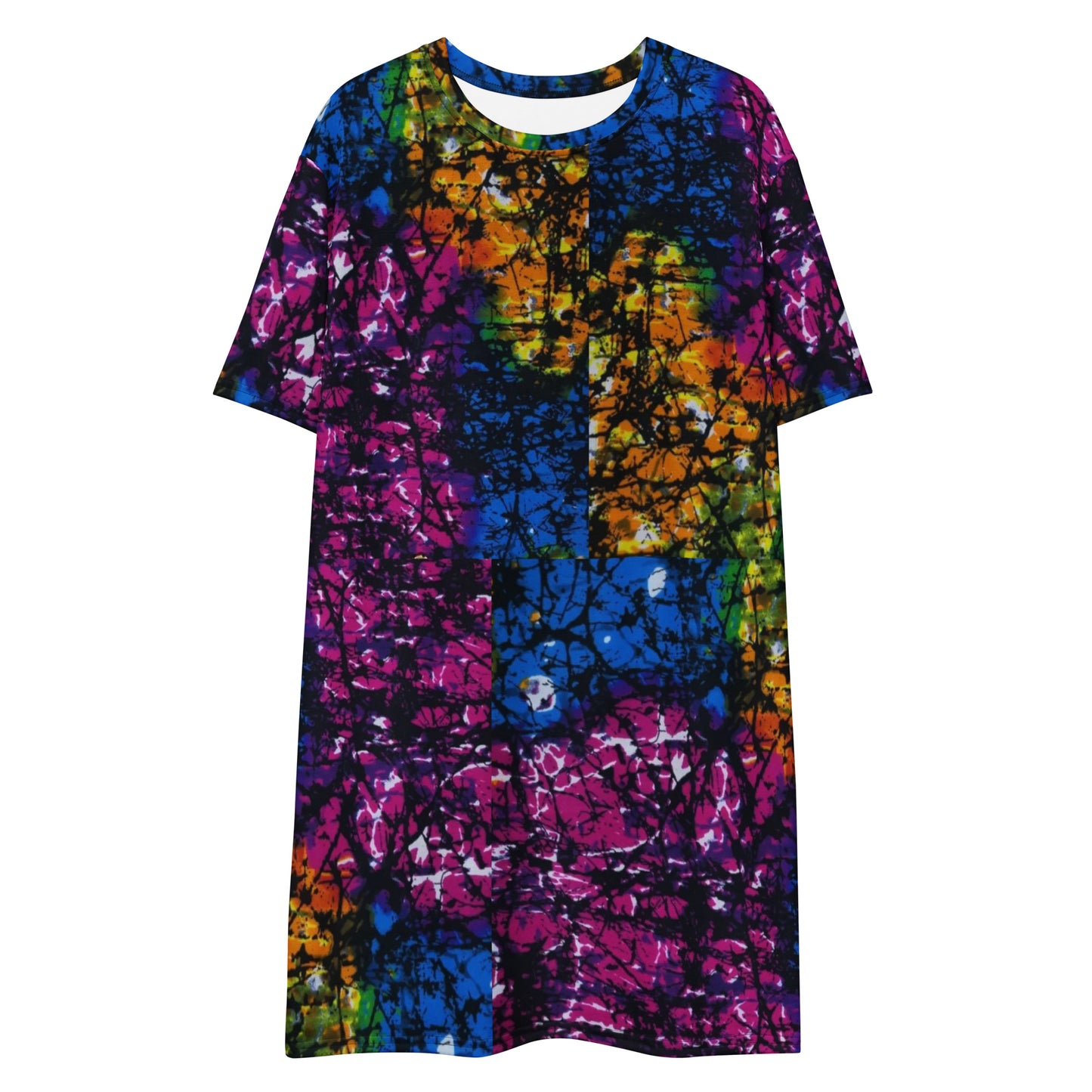 Multicolour Adire Ankara T-Shirt Dress