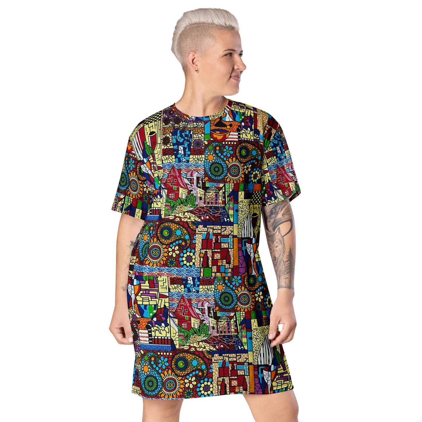 Colourful Artsy Ankara T-shirt Dress