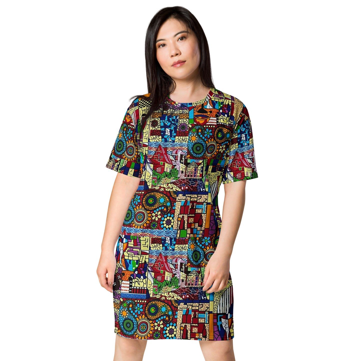 Colourful Artsy Ankara T-shirt Dress