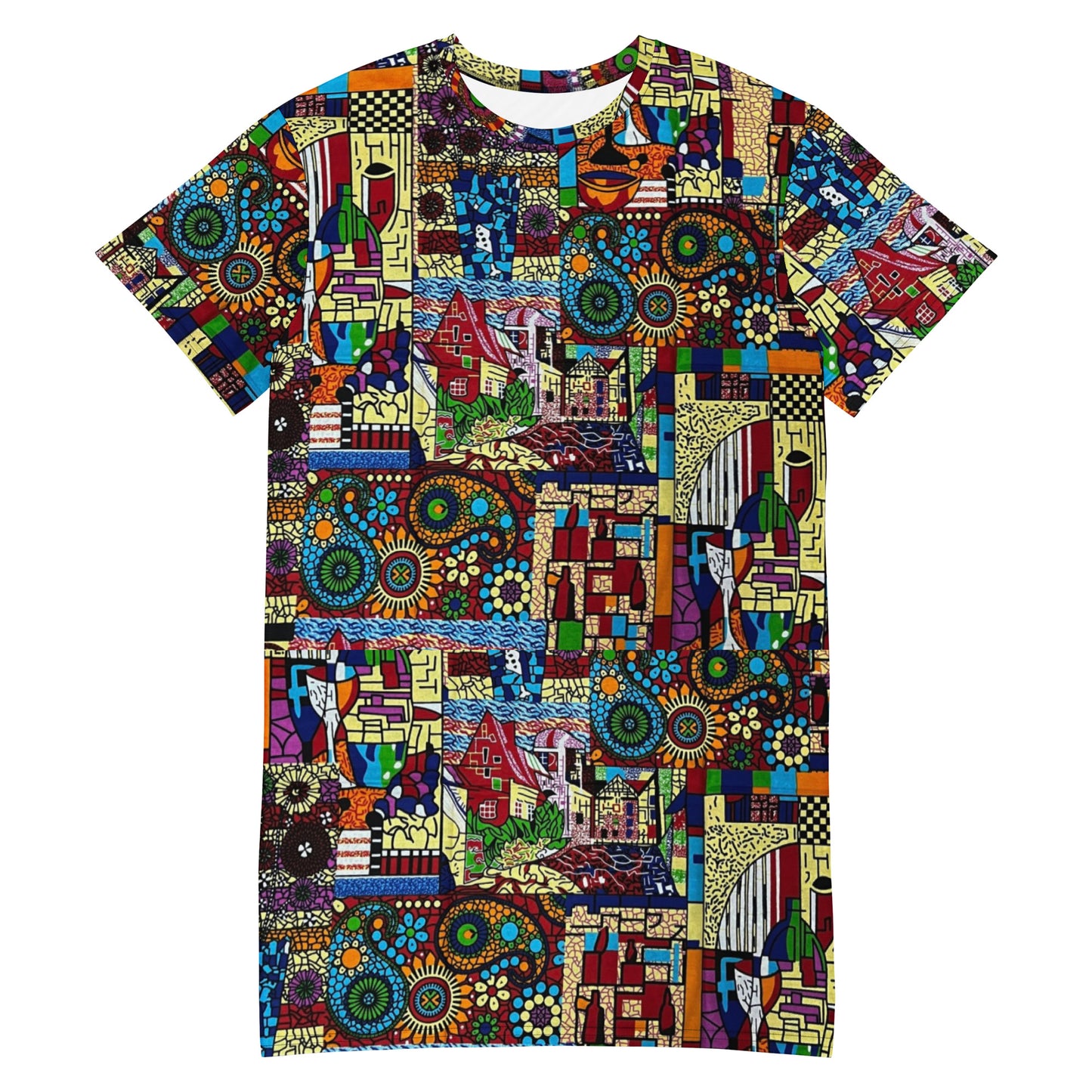 Colourful Artsy Ankara T-shirt Dress