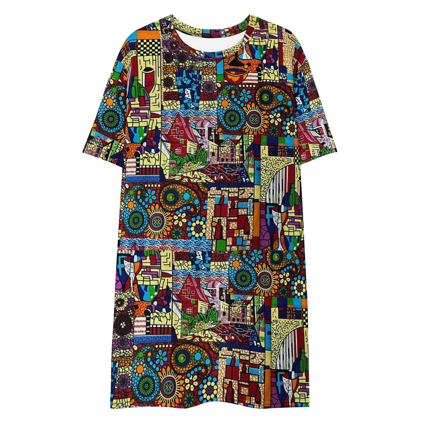 Colourful Artsy Ankara T-shirt Dress