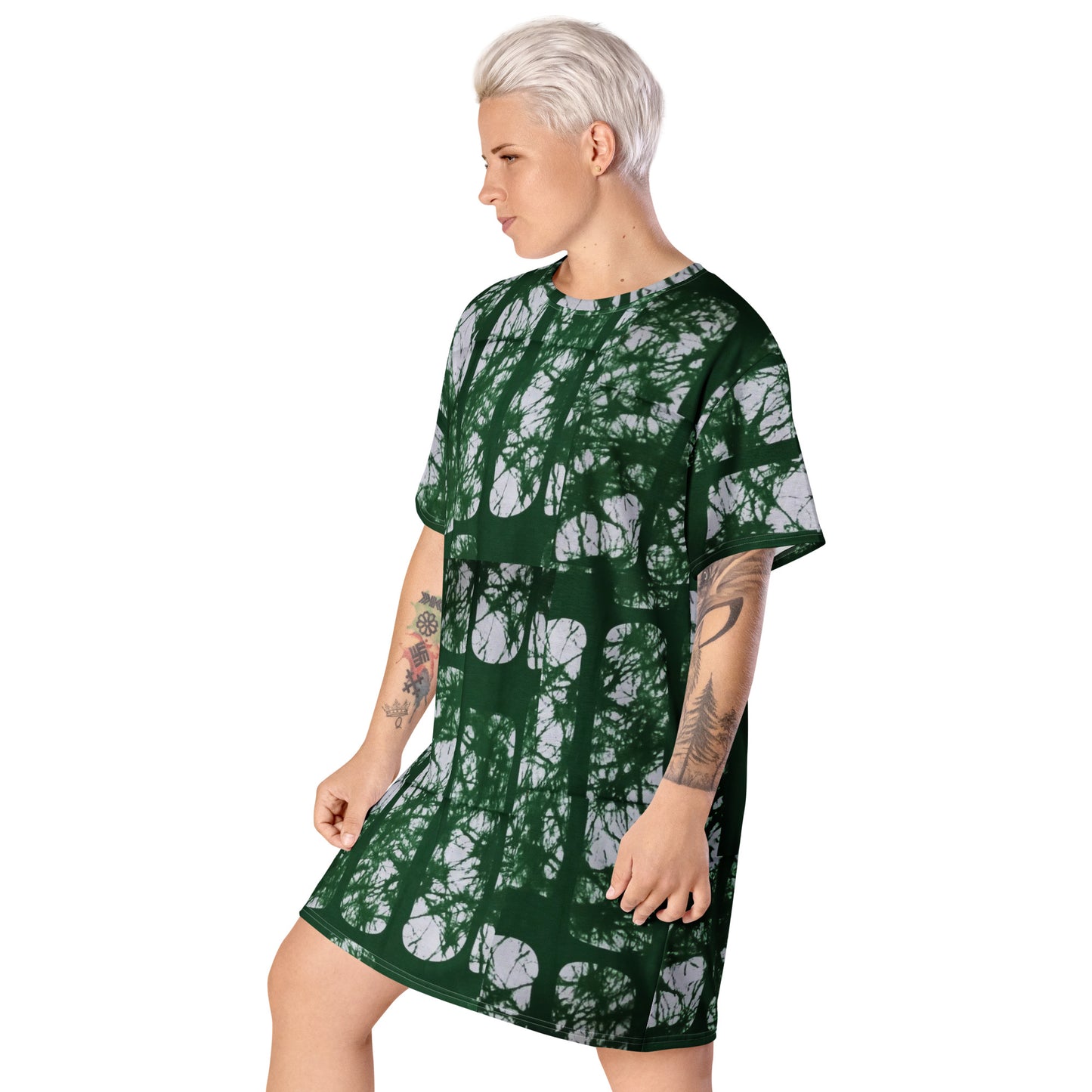 Green Adire T-shirt Dress