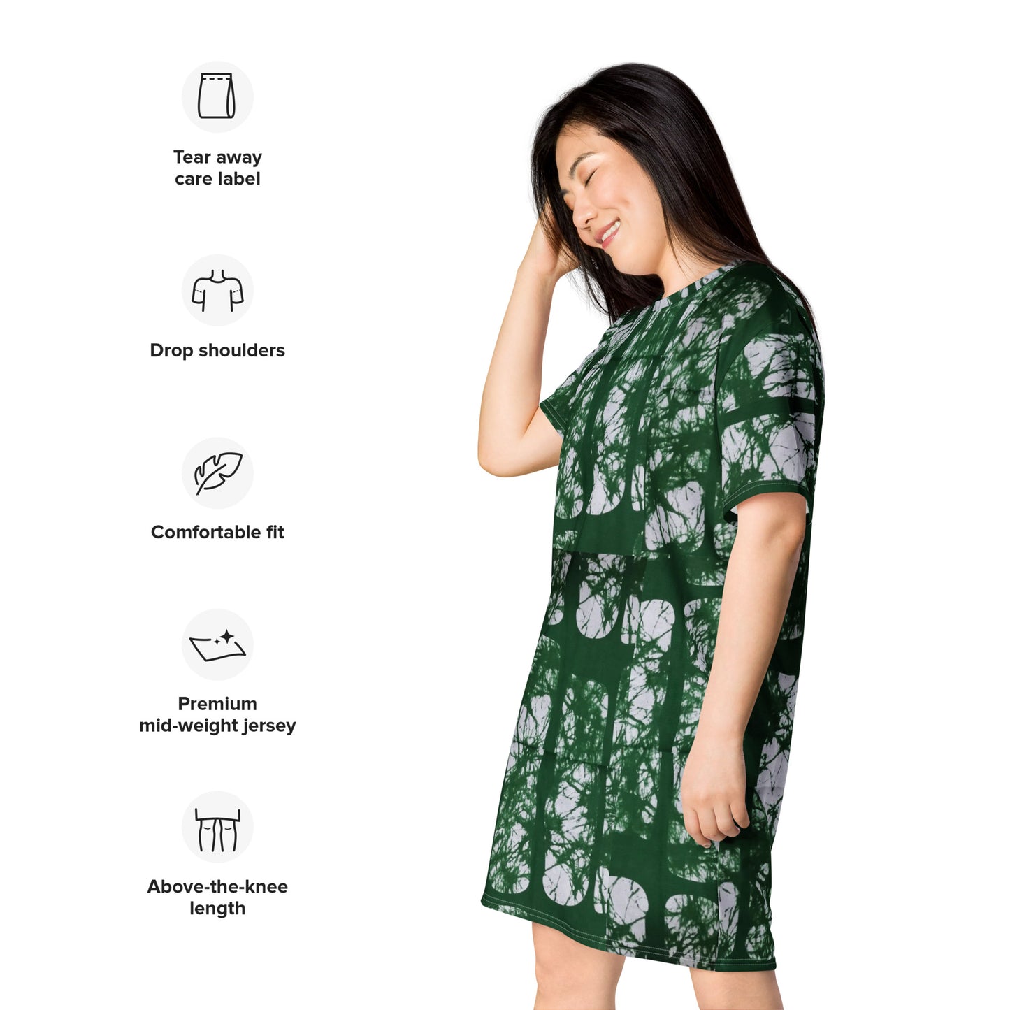 Green Adire T-shirt Dress