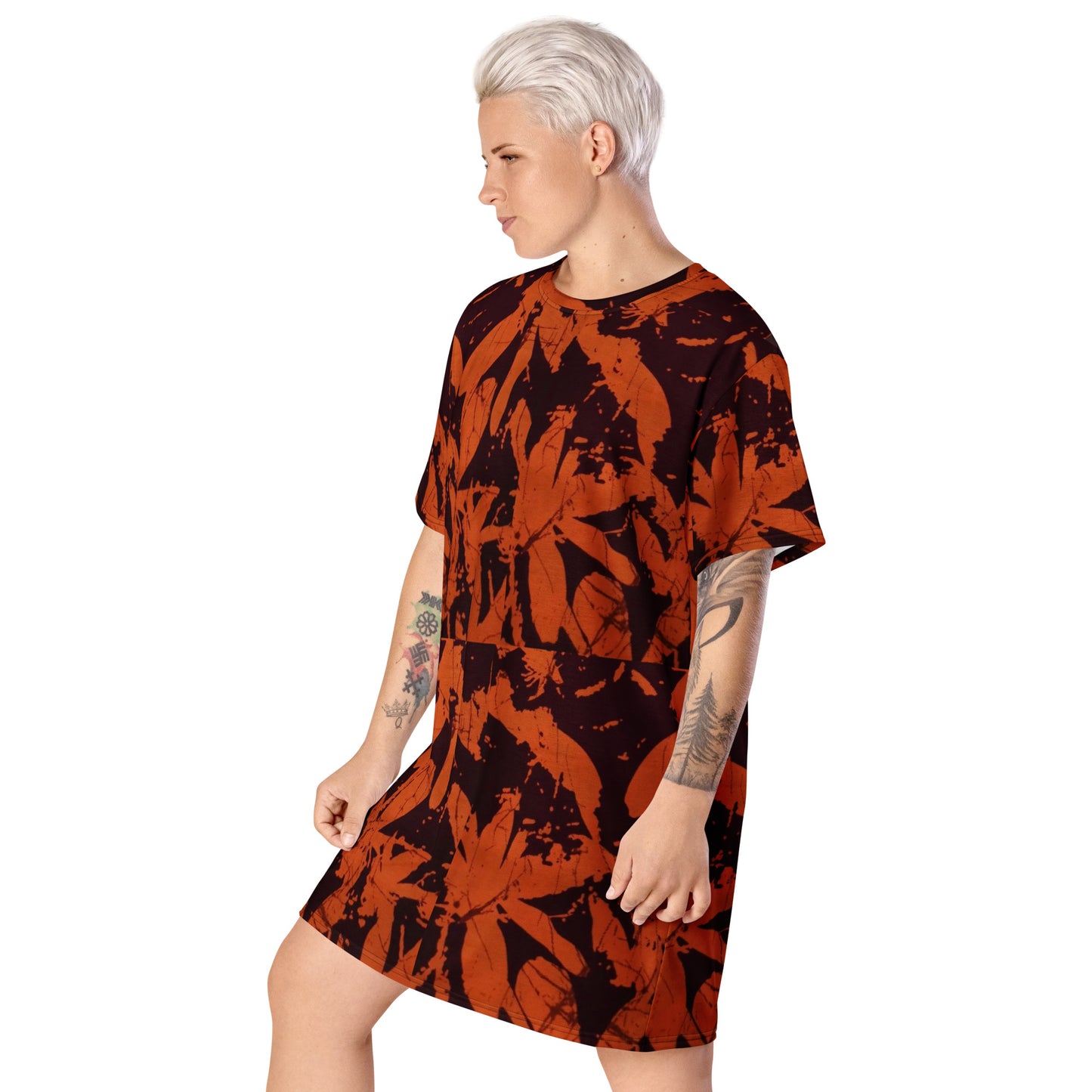 Orange Adire T-shirt Dress