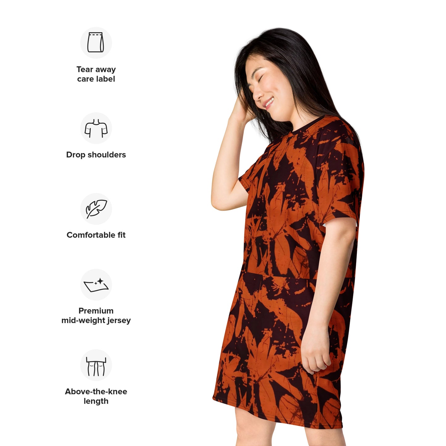 Orange Adire T-shirt Dress