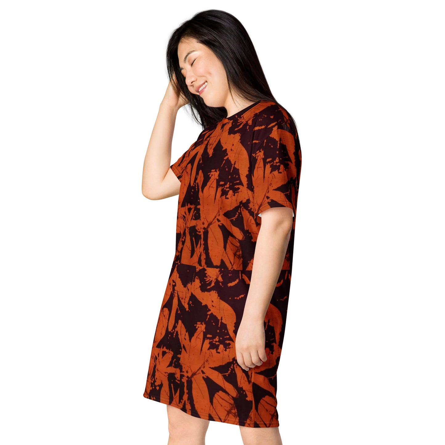 Orange Adire T-shirt Dress