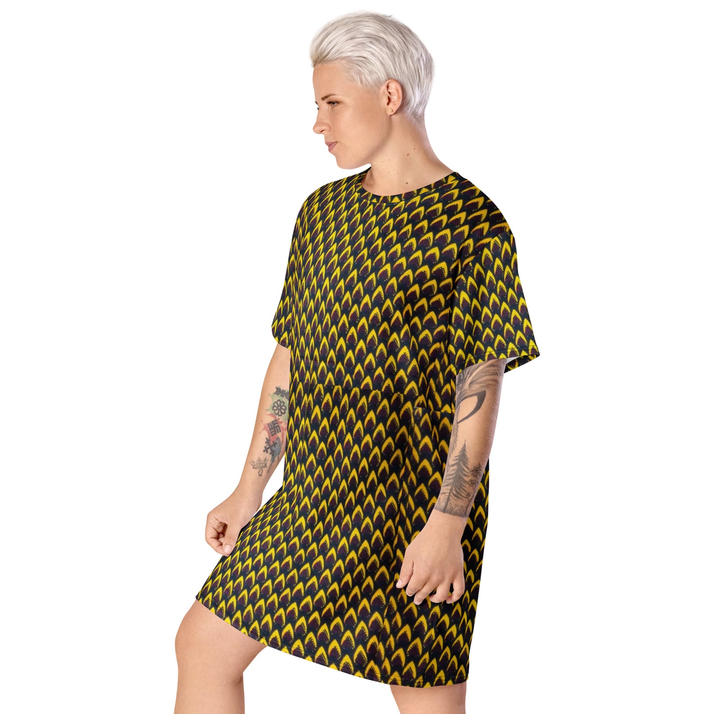 Yellow Flame Ankara T-shirt Dress