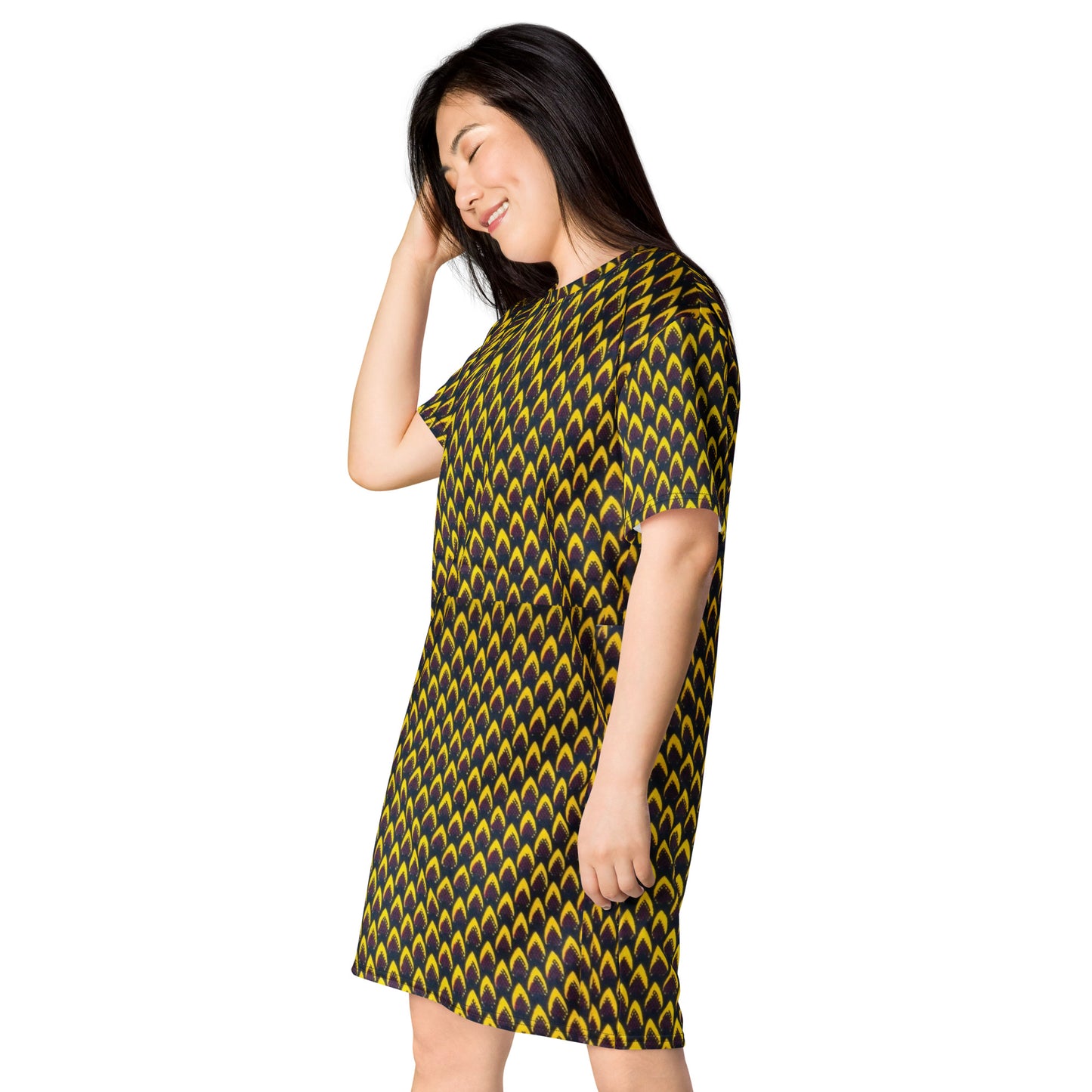 Yellow Flame Ankara T-shirt Dress