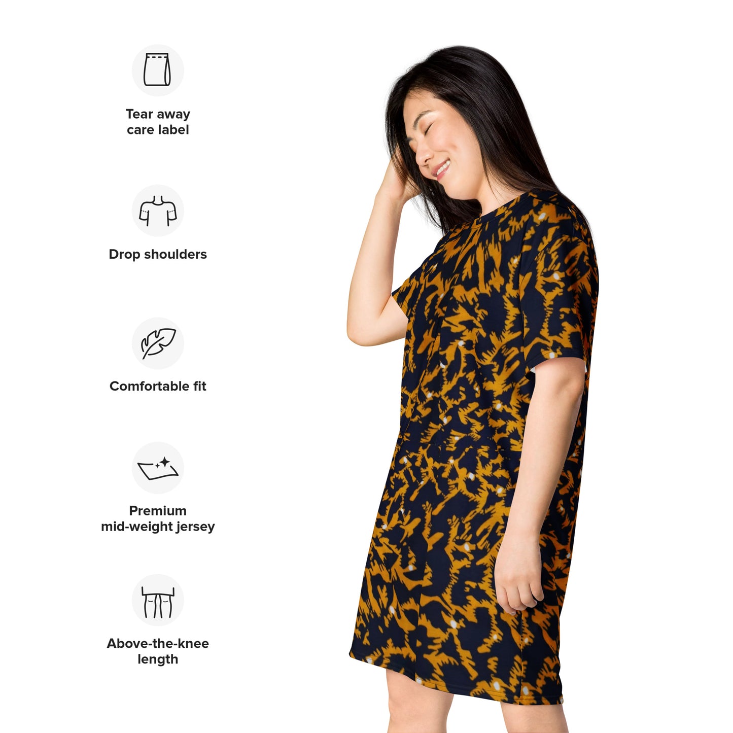 Yellow Leopard Ankara T-shirt Dress