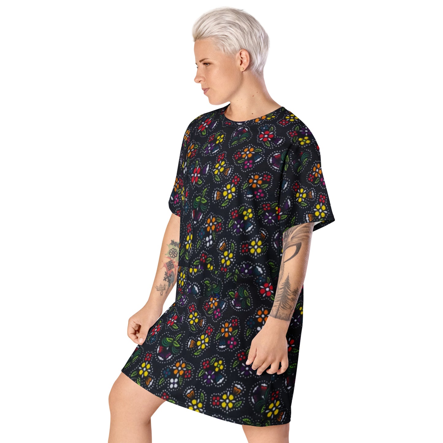 Multicolour Dark Ankara T-shirt Dress