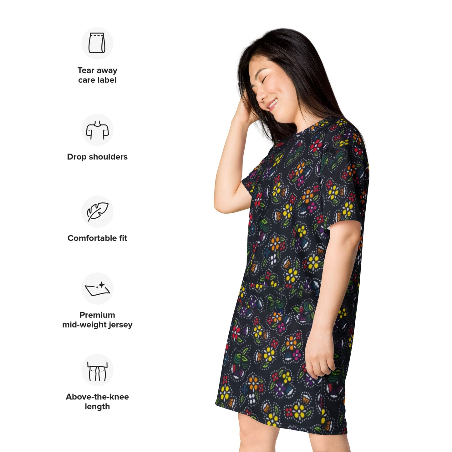 Multicolour Dark Ankara T-shirt Dress