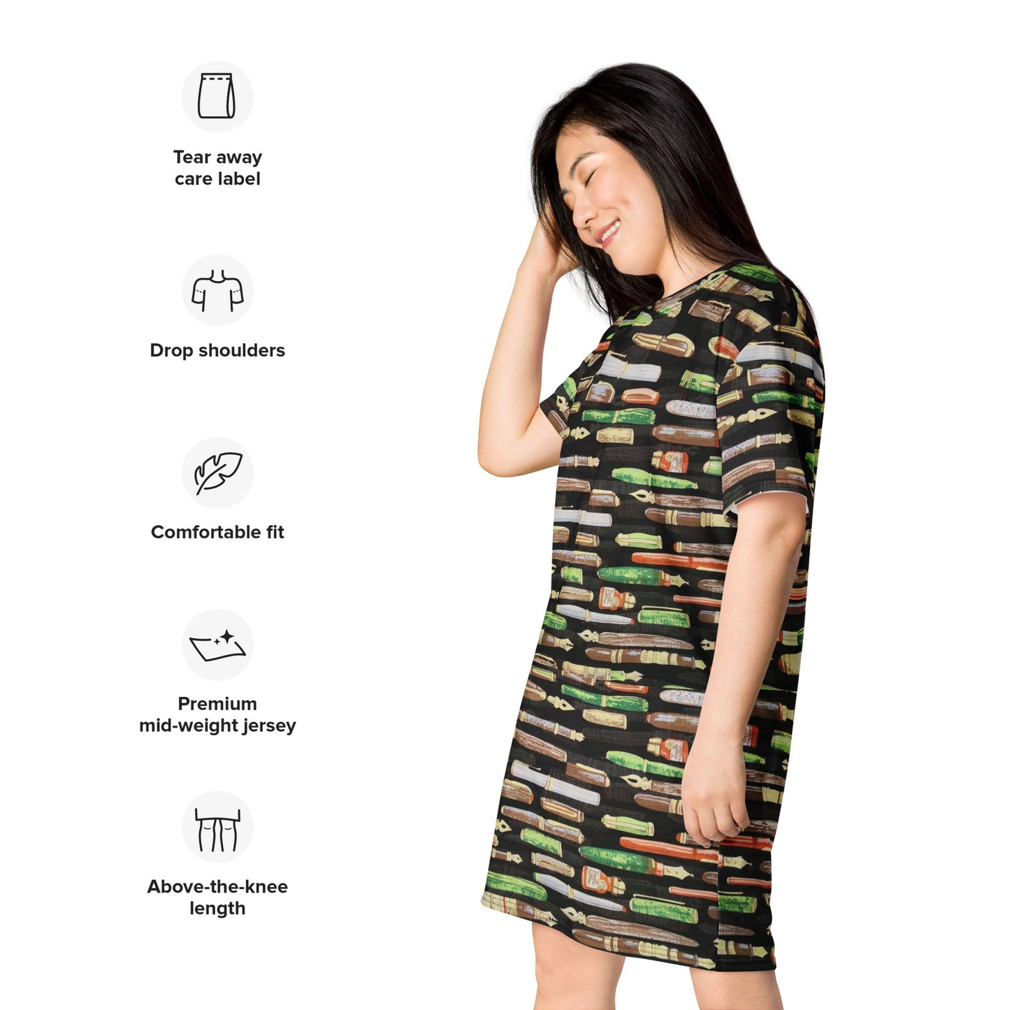 Green Pen Ankara T-shirt Dress