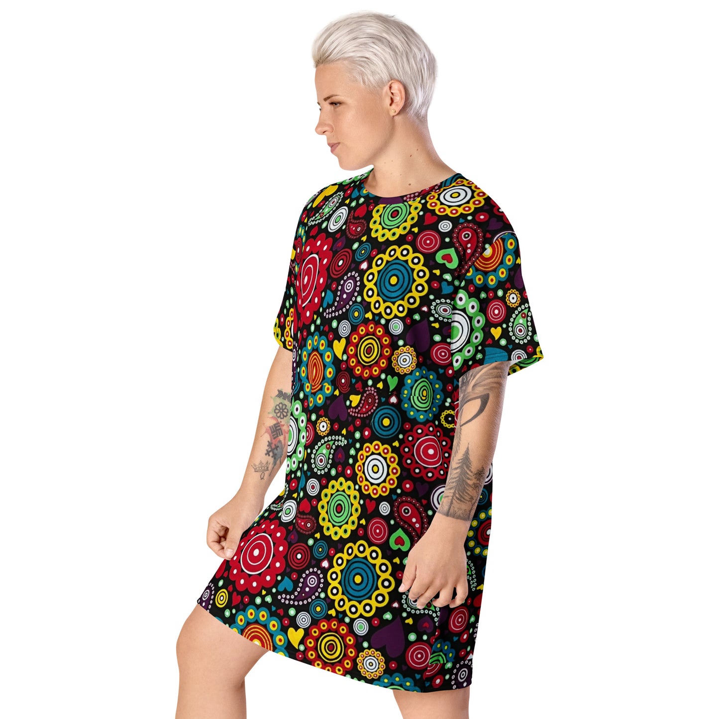 Multicolour Bloom Ankara T-shirt Dress