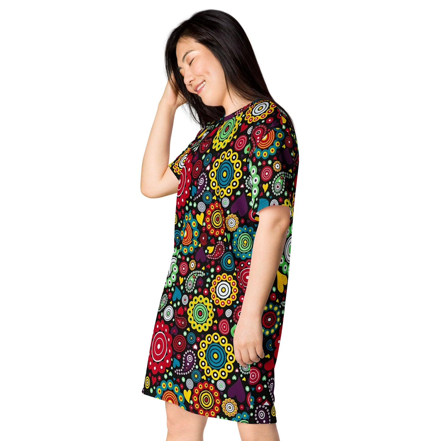 Multicolour Bloom Ankara T-shirt Dress