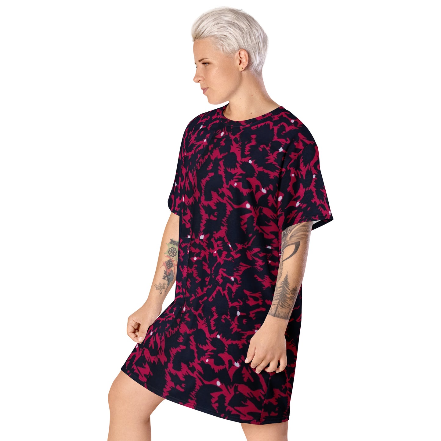 Pink Leopard Ankara T-shirt Dress