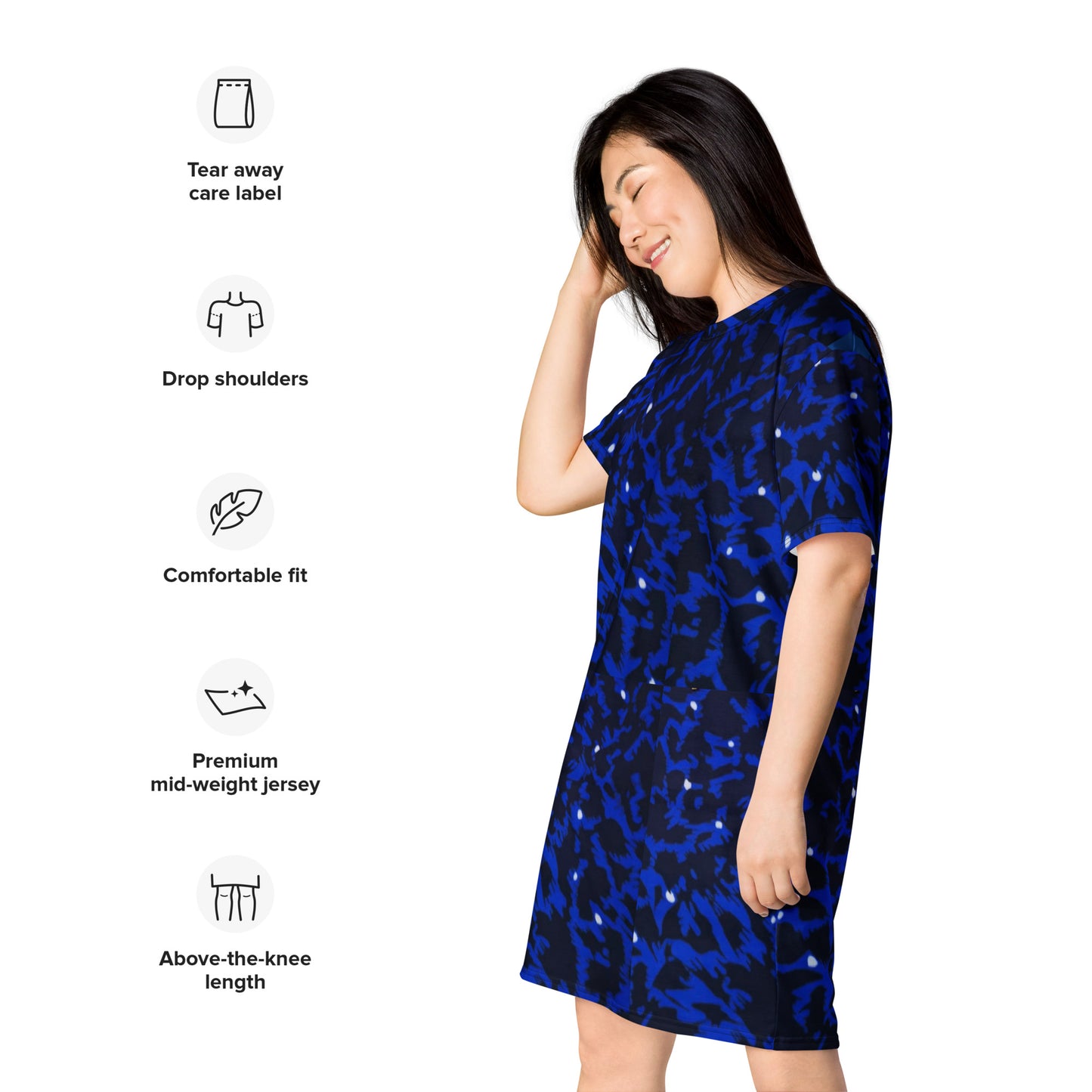 Blue Leopard Ankara T-shirt Dress