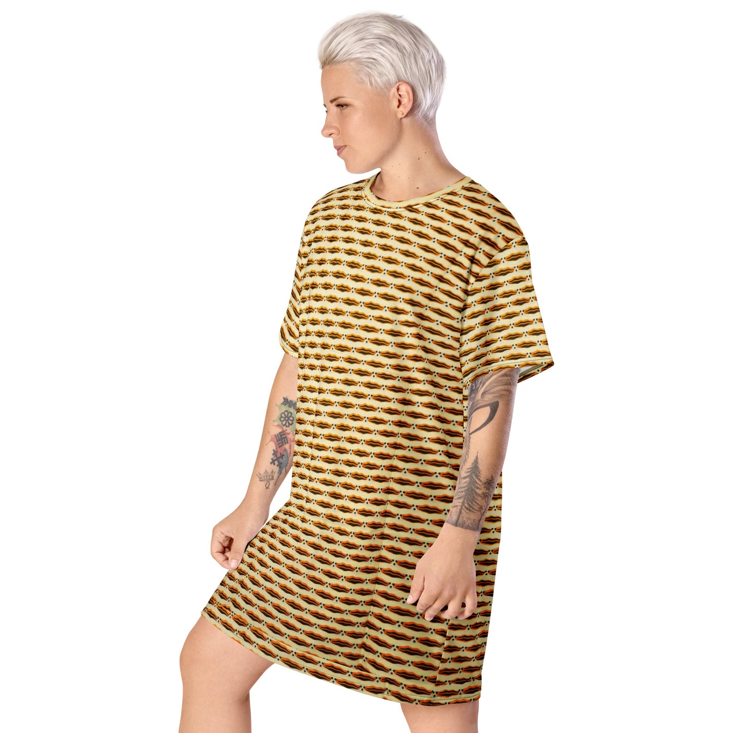 Brown Print Ankara T-shirt Dress