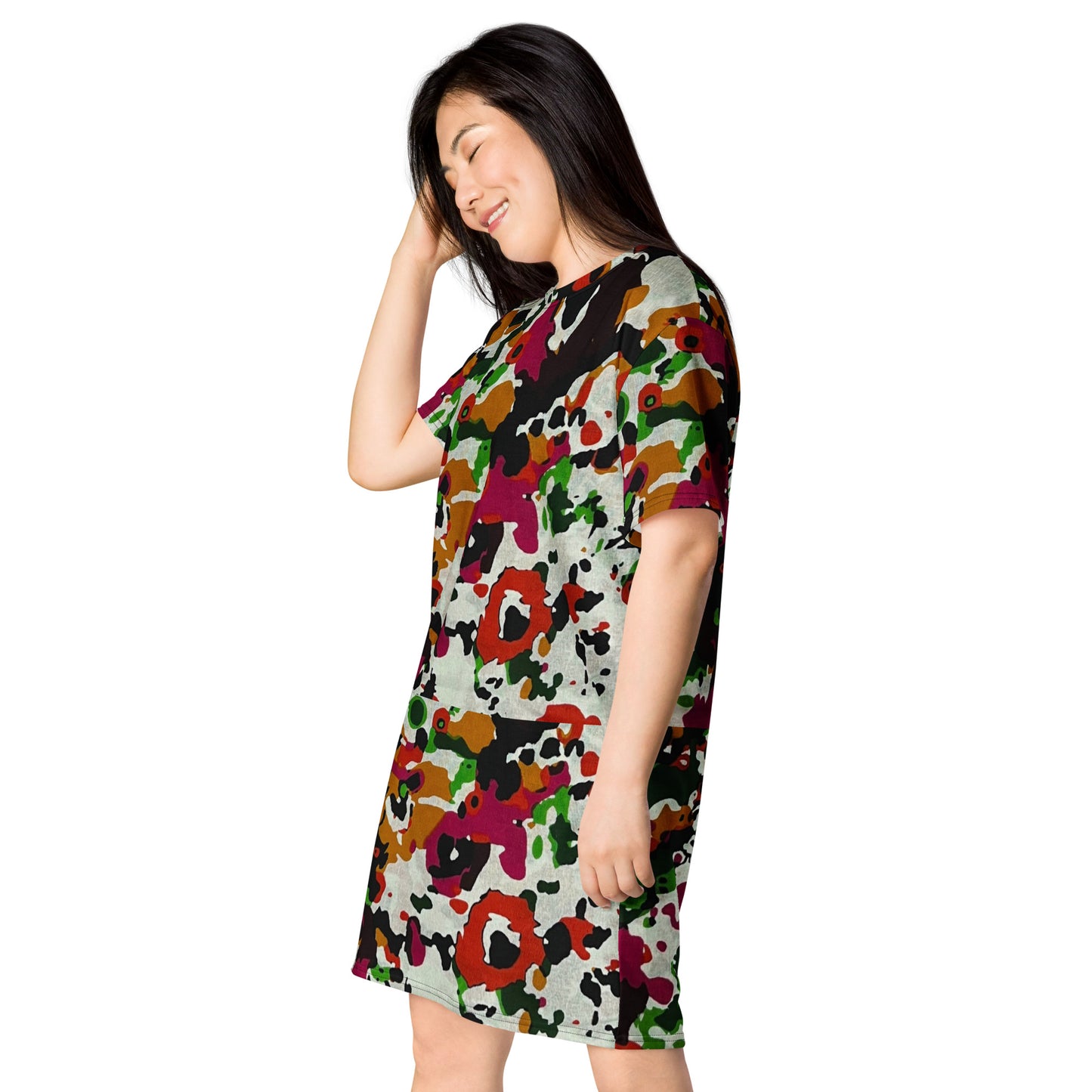 Multicolour Paint Ankara T-Shirt Dress