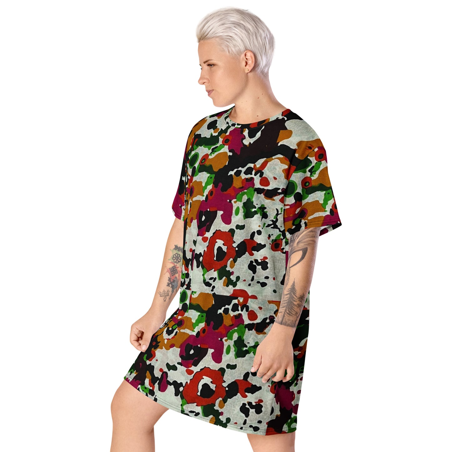 Multicolour Paint Ankara T-Shirt Dress