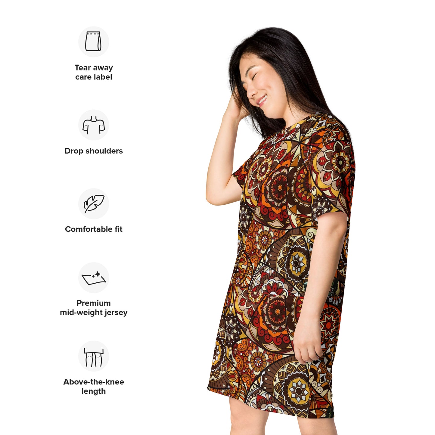 Multicolour Brown Ankara T-Shirt Dress