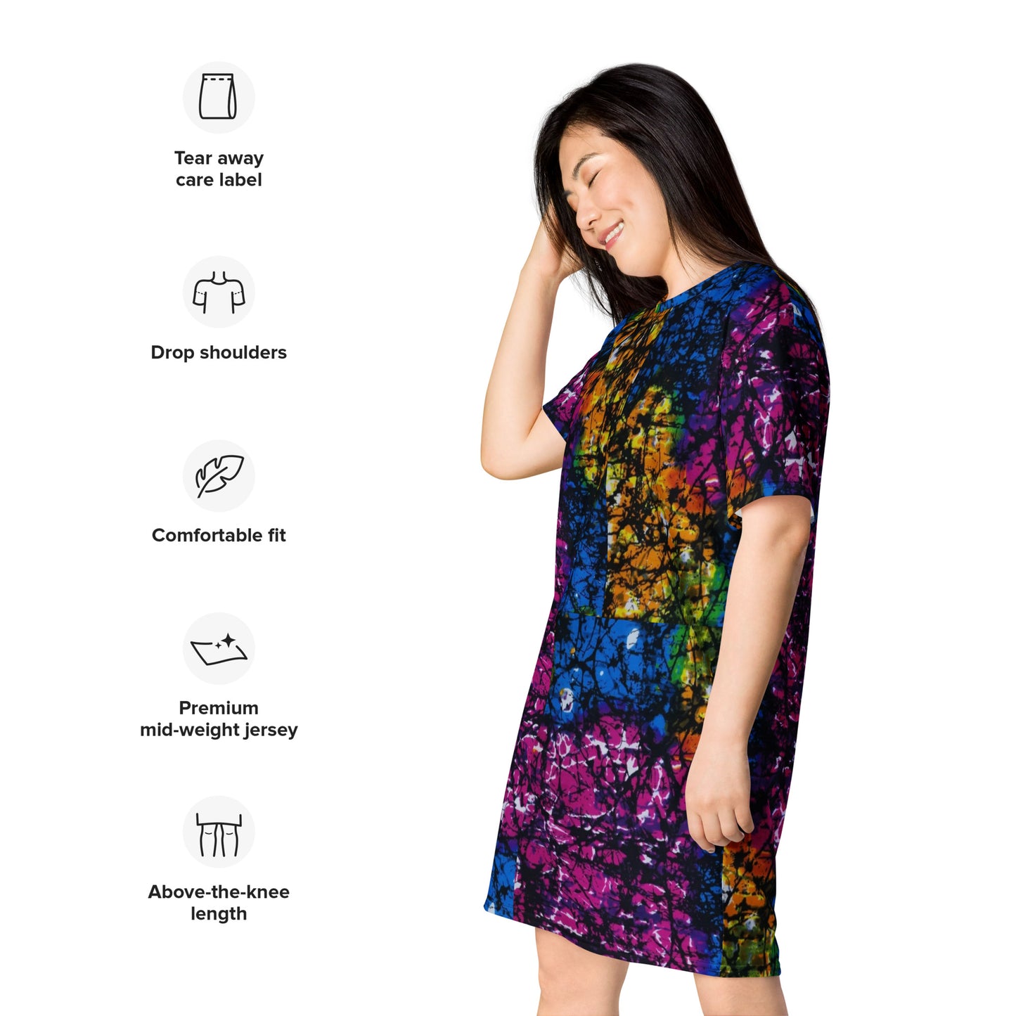 Multicolour Adire Ankara T-Shirt Dress