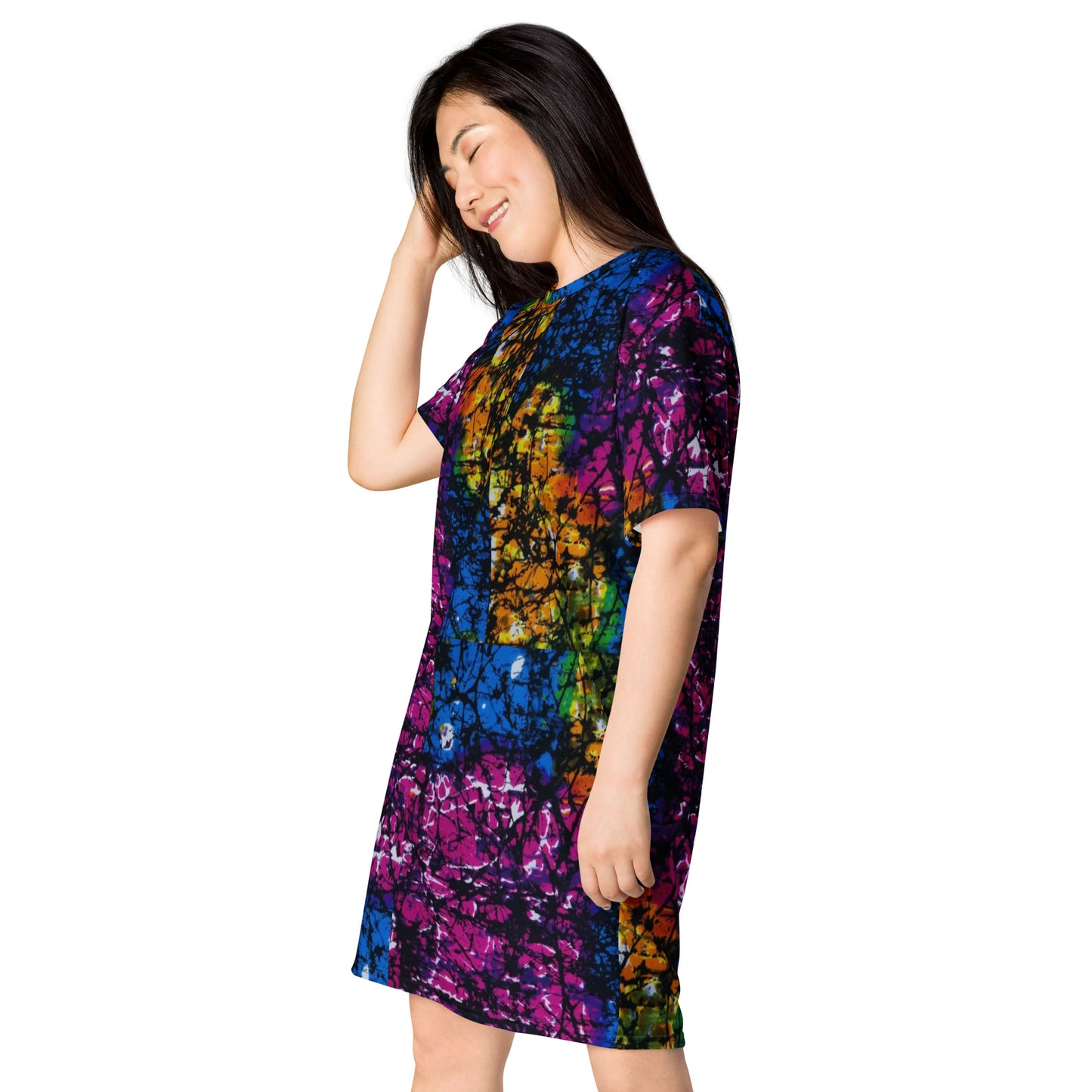 Multicolour Adire Ankara T-Shirt Dress