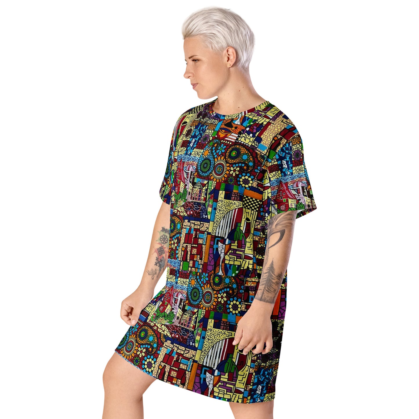 Colourful Artsy Ankara T-shirt Dress