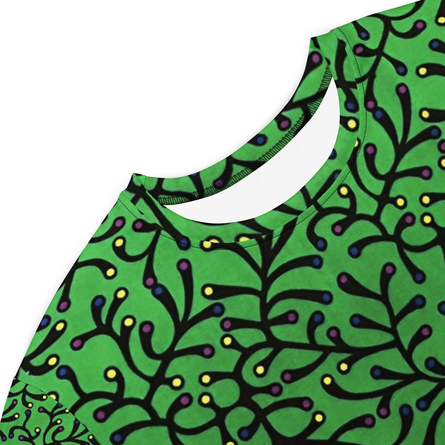 Vibrant Green And Yellow Polka Dots African Print Ankara T-shirt dress