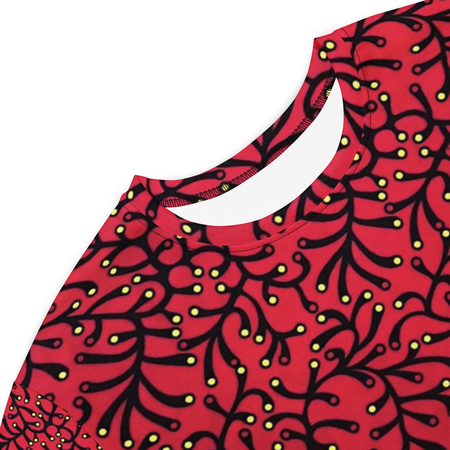 Red Yellow Polka Dots African Print Ankara T-shirt dress