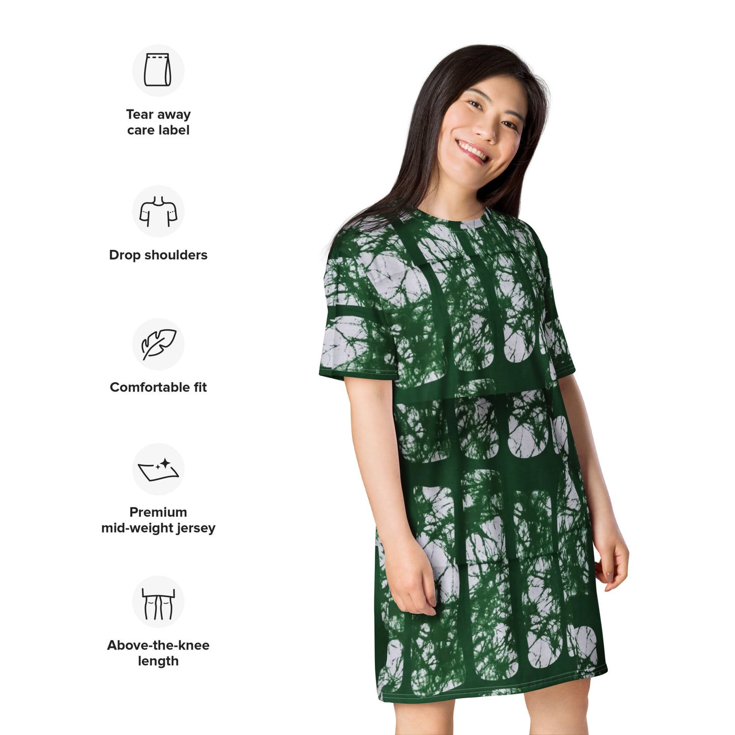 Green Adire T-shirt Dress